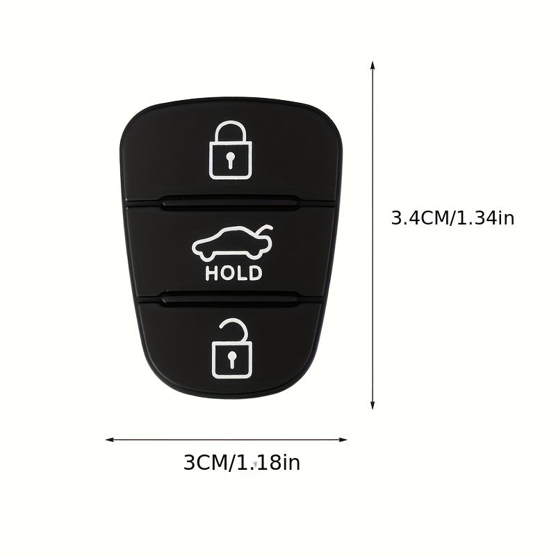 Replacement Rubber Key Shell for Car Remote, 3 Buttons, Black