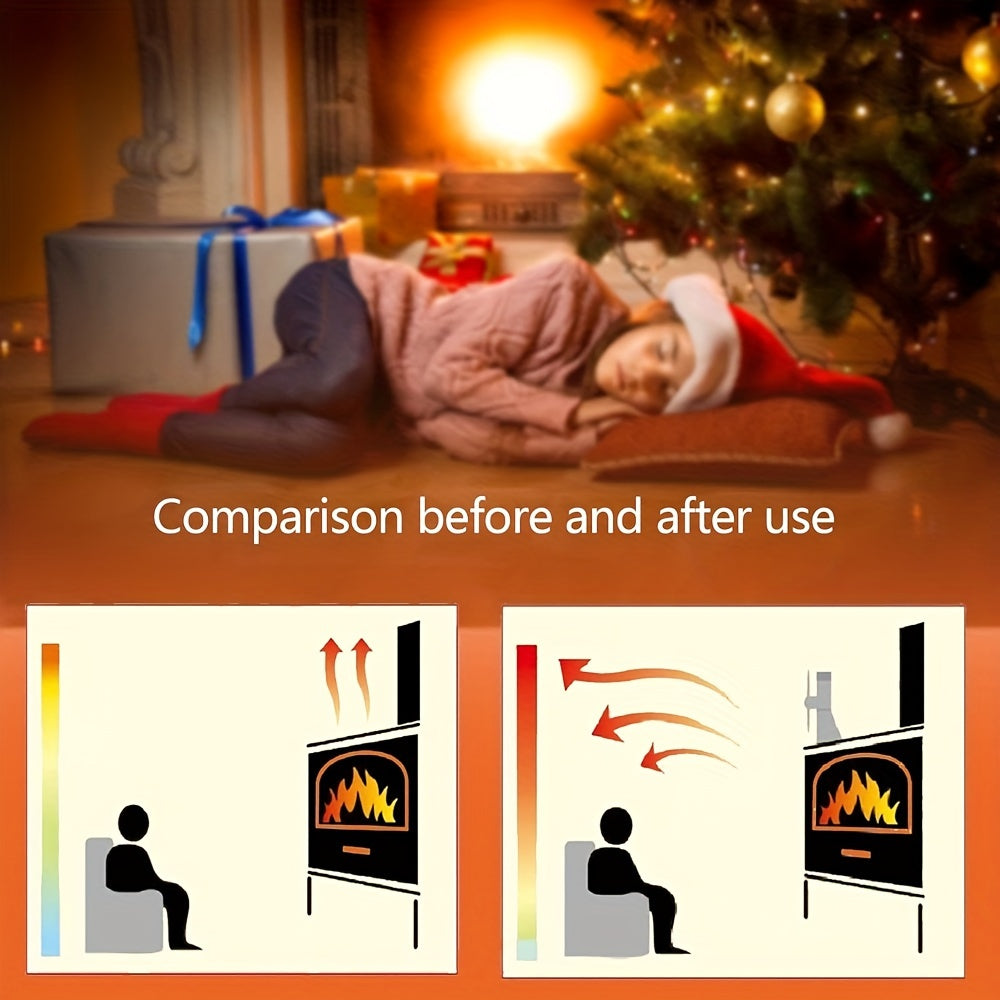 12-Blade Metal Fireplace Fan Dual Heads Portable Air Circulation No Electricity