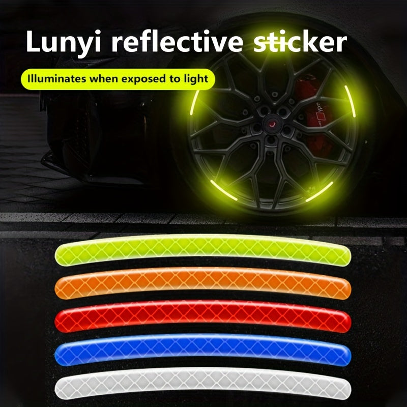 20Pcs Reflective Wheel Hub Stickers Luminous Tire Rim Decals for Cars Bicycles
