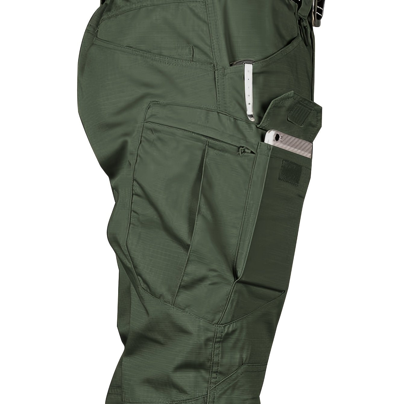 Men's Water-Resistant Polyester Tactical Work Pants with Multiple Pockets