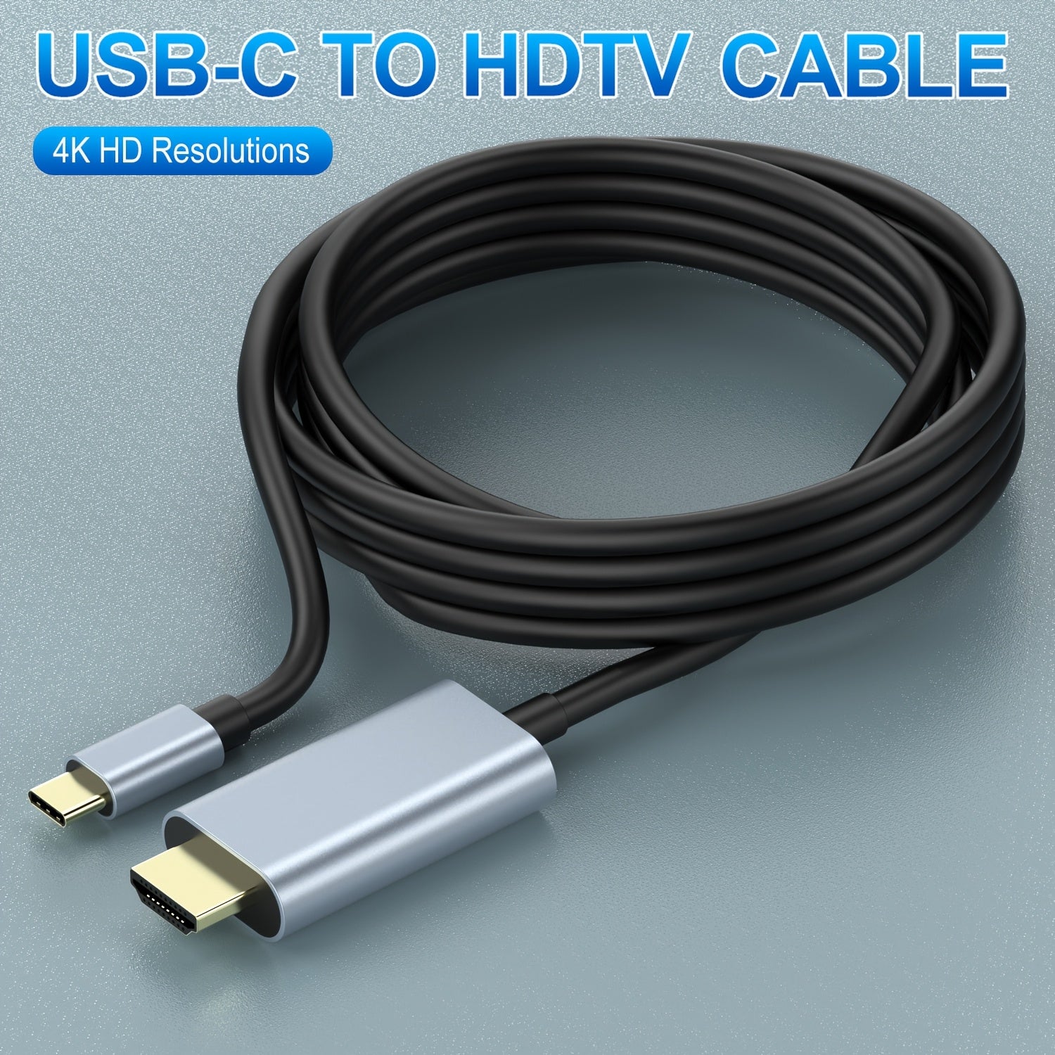 182.88cm USB-C to HDMI Cable 4K HD Flat Male to Male for MacBook iPad Surface Chromebook TV