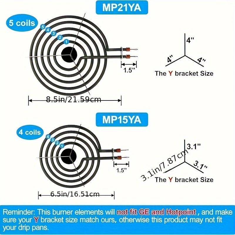 4 Pack Electric Range Burner Elements Set 15.24cm and 20.32cm Replacement for Electric Stoves