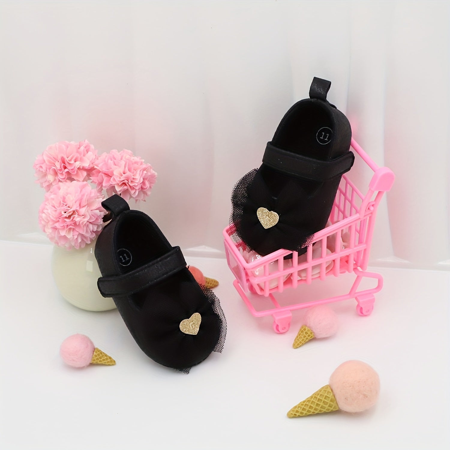 Kichkina qizlar uchun kanvas Mary Jane poyabzal, bog'lamli bog'lam bilan, engil tekis tagli, bahor va kuz uchun