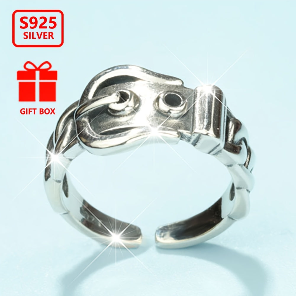 Anillo de cinturón de plata de ley ajustable para estilo hip-hop, anillo de cinturilla para fiestas