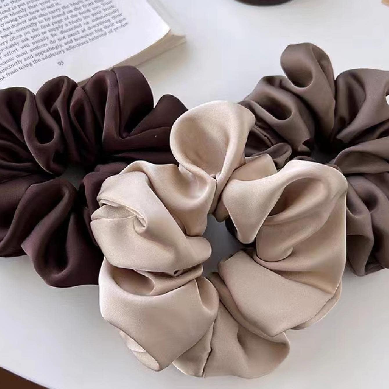 Women's Satin Hair Scrunchies Soft Hair Ties for Sleep Ponytails, 3-Pack