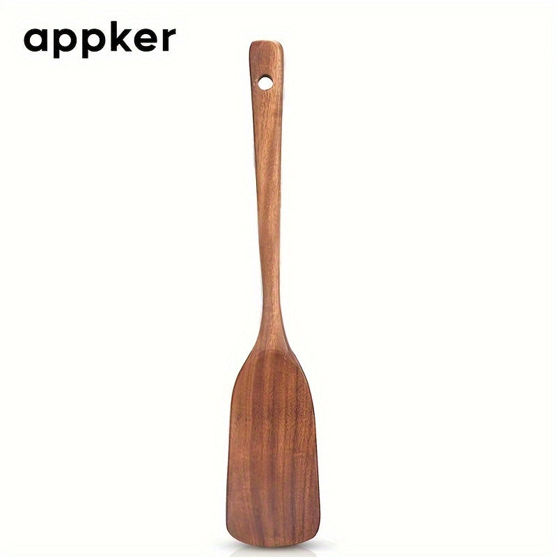Juego de espátulas de madera de acacia, utensilios de cocina antiadherentes para cocinar y voltear