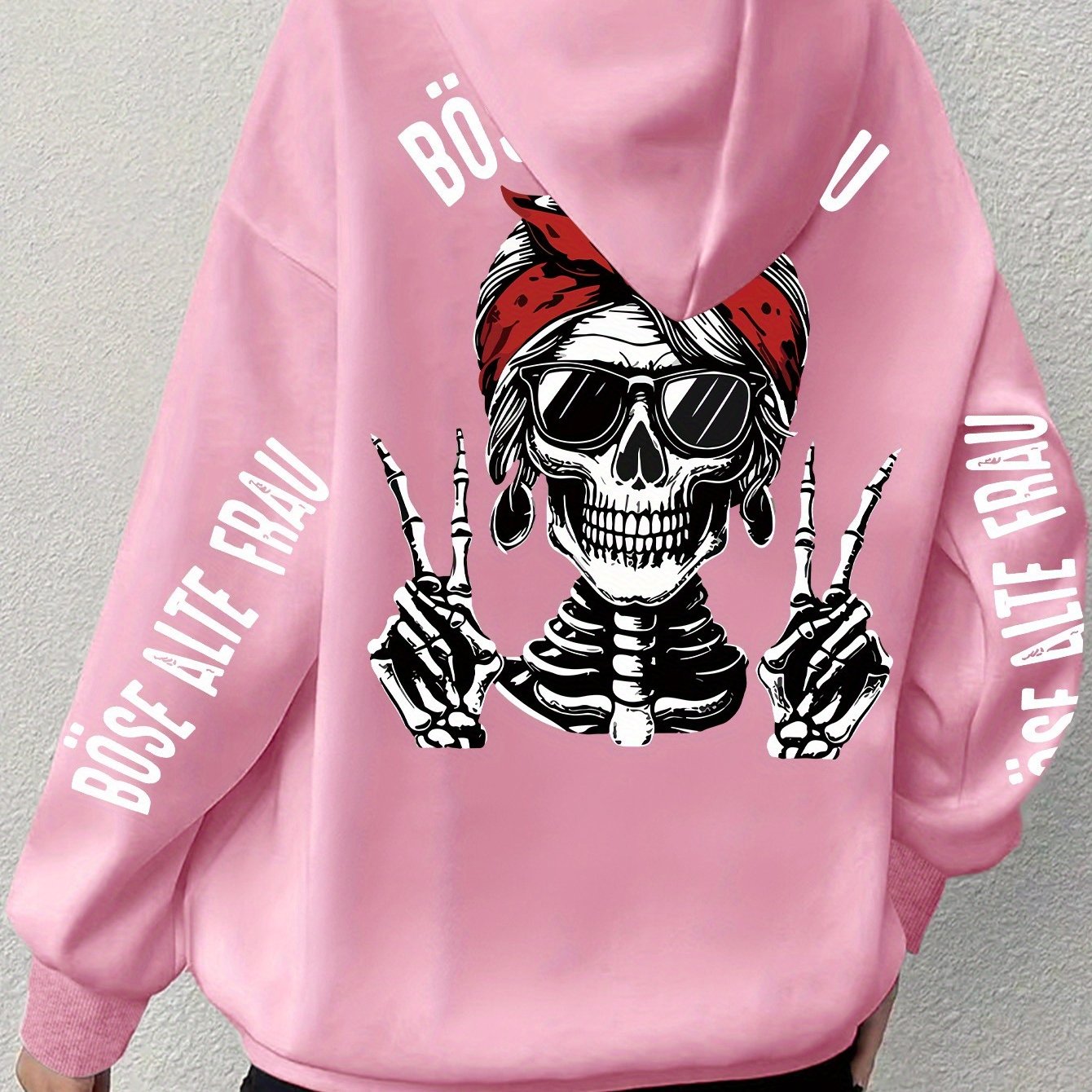 Plus Size Women's Skull Graphic Hoodie Black Pirate Style Long Sleeve Pullover