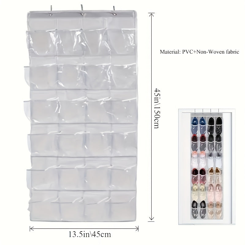 24-Pocket Hanging Shoe Organizer for Door Non-Woven Fabric Slippers and High Heels