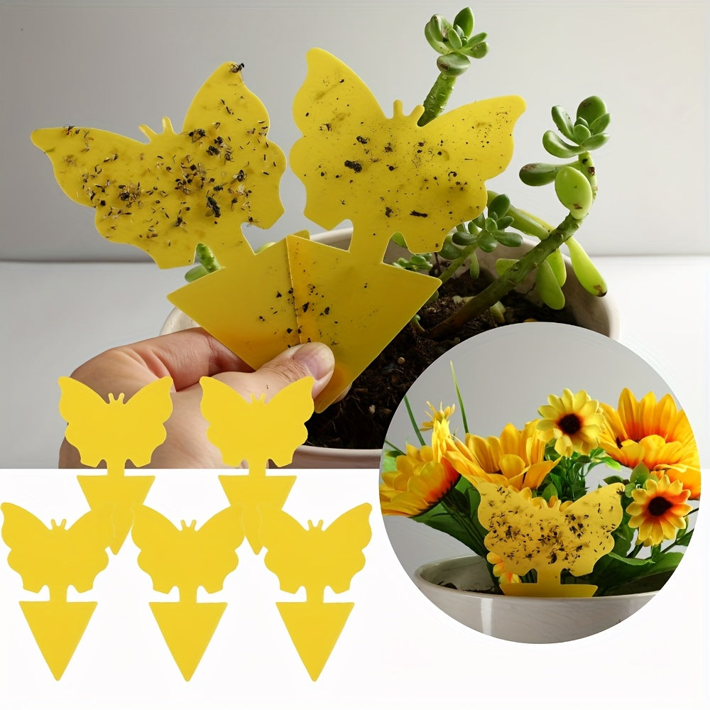 Trampas de insectos con mariposa amarilla y girasol, tableros de pegamento de doble cara, fácil de limpiar