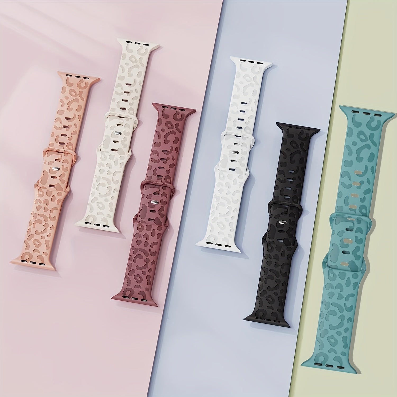 Waterproof Silicone Watch Band for IWatch Series 8 7 6 5 4 3 2 SE Leopard Engraved
