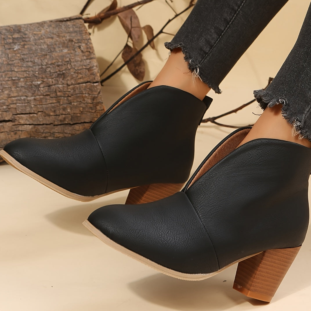 Plus Size Nude High-Top Boots For Women Autumn Winter Chunky Heel