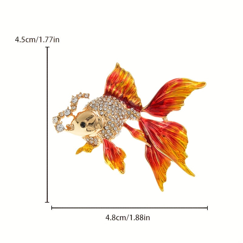 Goldfish Brooch Pin Rhinestones Animal Shaped Vintage Style Lapel Accessory for Women and Men