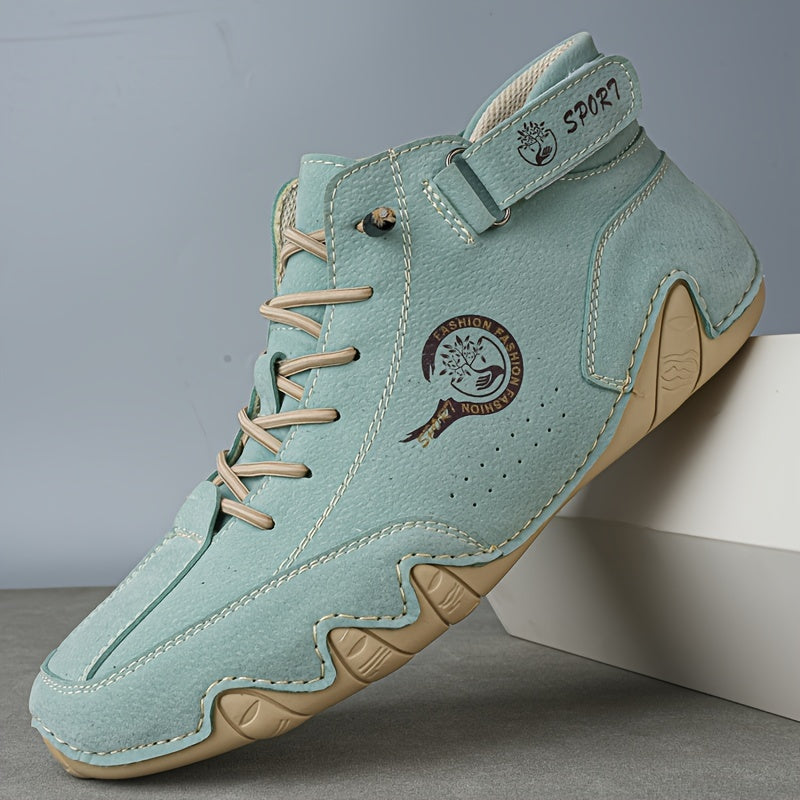 Erkaklar uchun hayvon naqshidagi shoelace ankle boots krossovkalari, 8 rang variantida, juda nozik tolali yuqori qismi, nafas oladigan PU astar, barcha mavsumlarda ochiq havoda qulaylik uchun sirpanmaydigan kauchuk taglik, ko'p maqsadli.