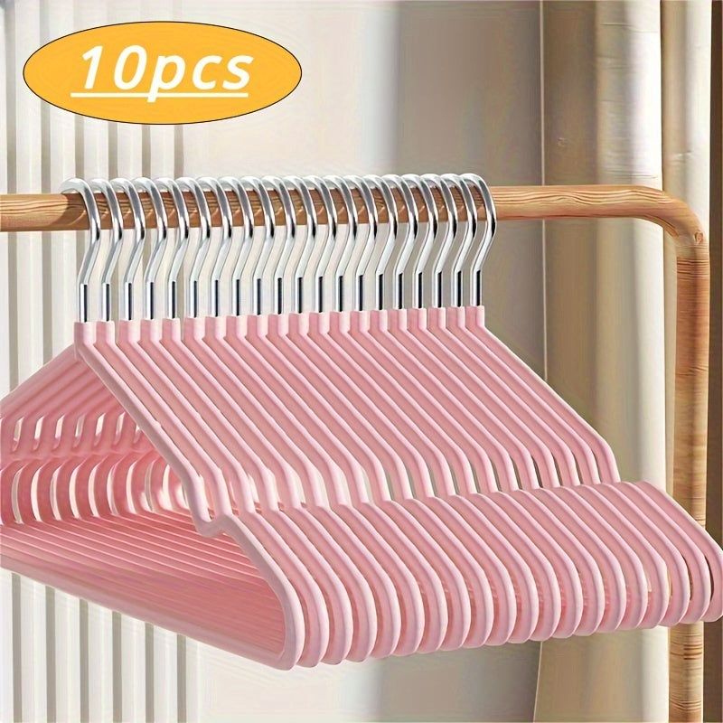 Set of 10 Metal Clothes Hangers Non-Slip Plastic Coated Sturdy Adult Hangers for Air Drying and Organization