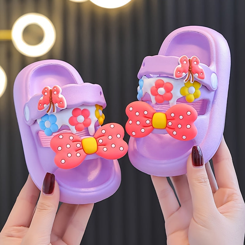 Girls' Bowknot Sandals Breathable Non-Slip Indoor Outdoor All-Season Comfort