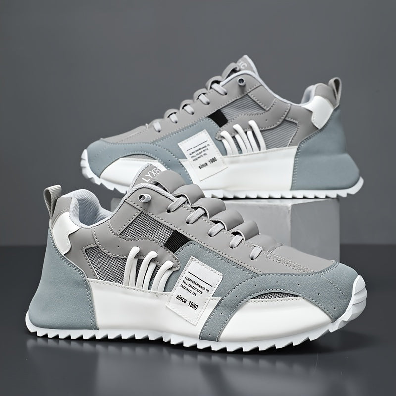 Men's Casual Sports Sneakers Low Top Lace-Up Trainers PU Upper EVA Insole Solid Color All Seasons