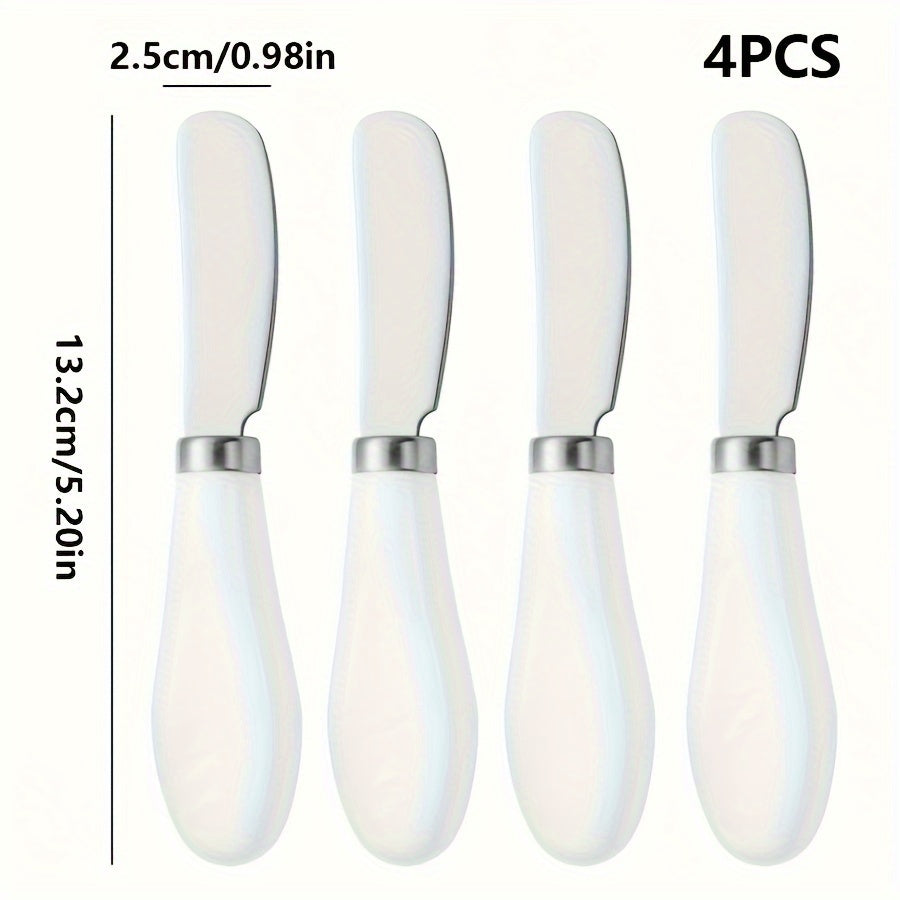 Stainless Steel Cheese Knife Set with Ceramic Handles for Spreading and Cutting Bread