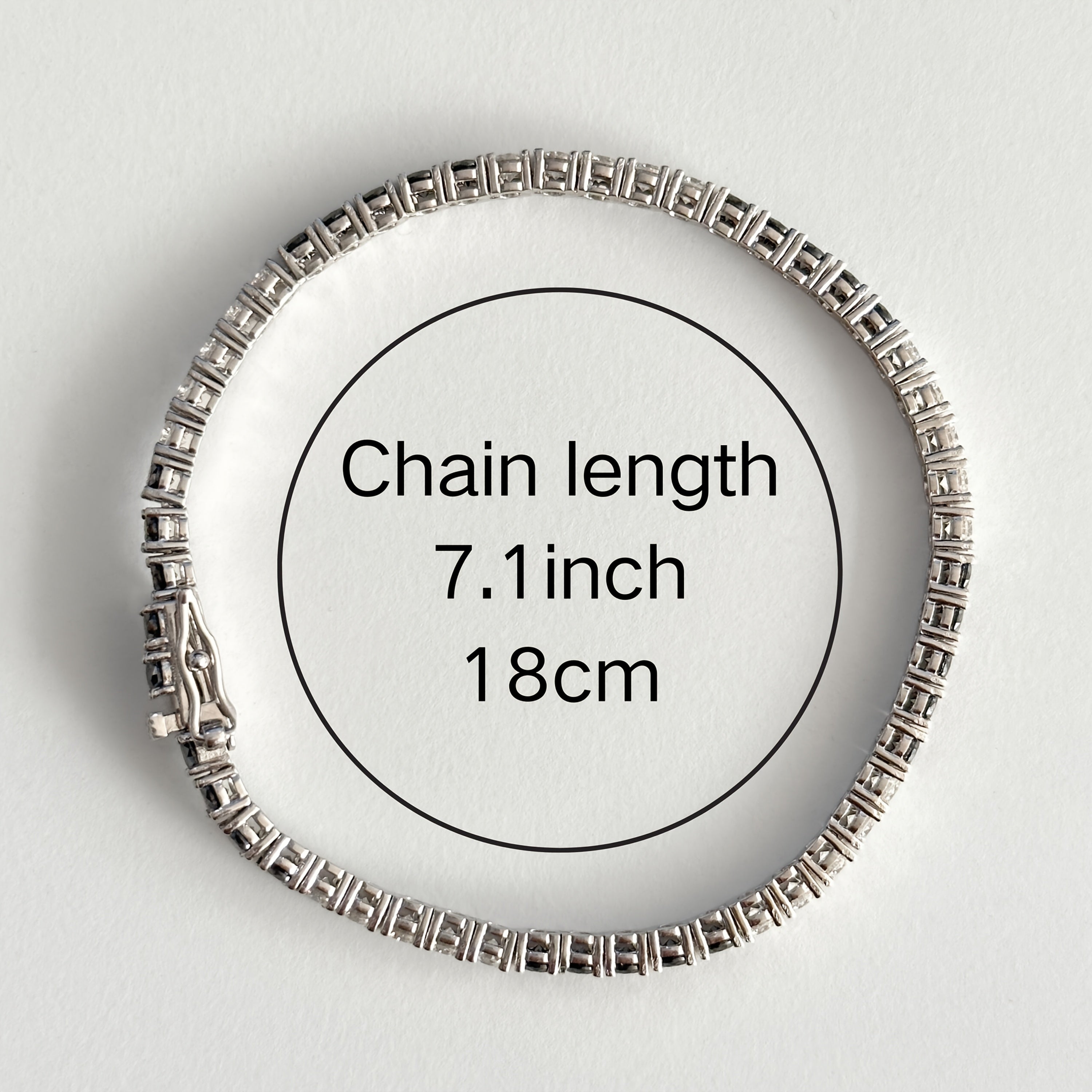 Luxury Silver Tennis Link Bracelet with Black and White Moissanite Stones 0.1 Carats for Women