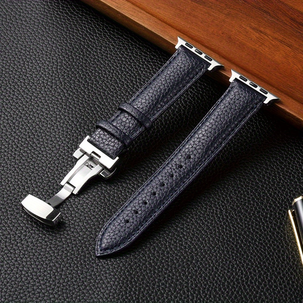 Litchi Pattern Synthetic Leather Watch Band for Apple Watch 38mm 45mm