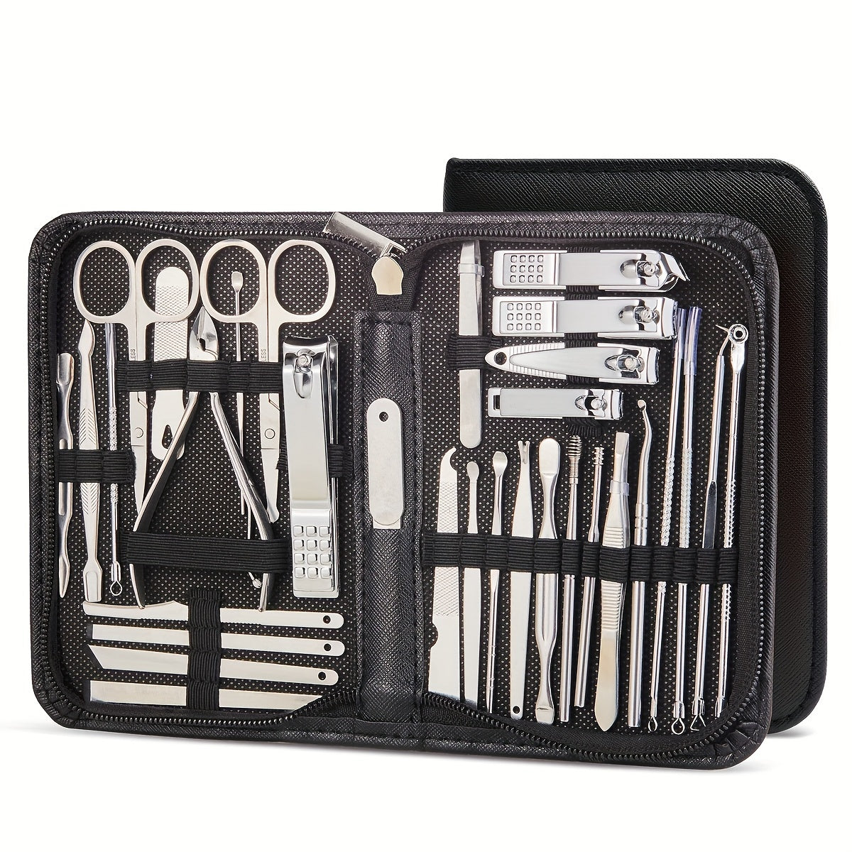 32-Piece Stainless Steel Manicure Set with Nail Clippers and Storage Case