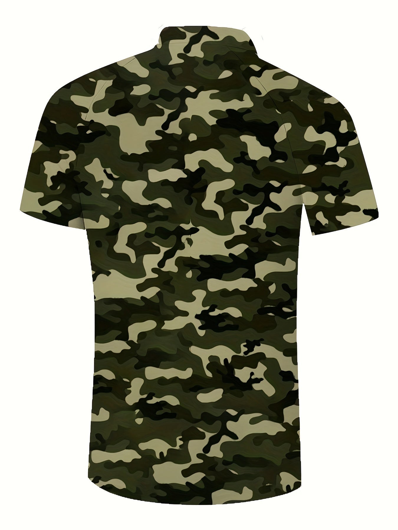 Men's Plus Size Summer Casual Sports Shirt Polyester Knit Camouflage Loose Fit Lapel Collar