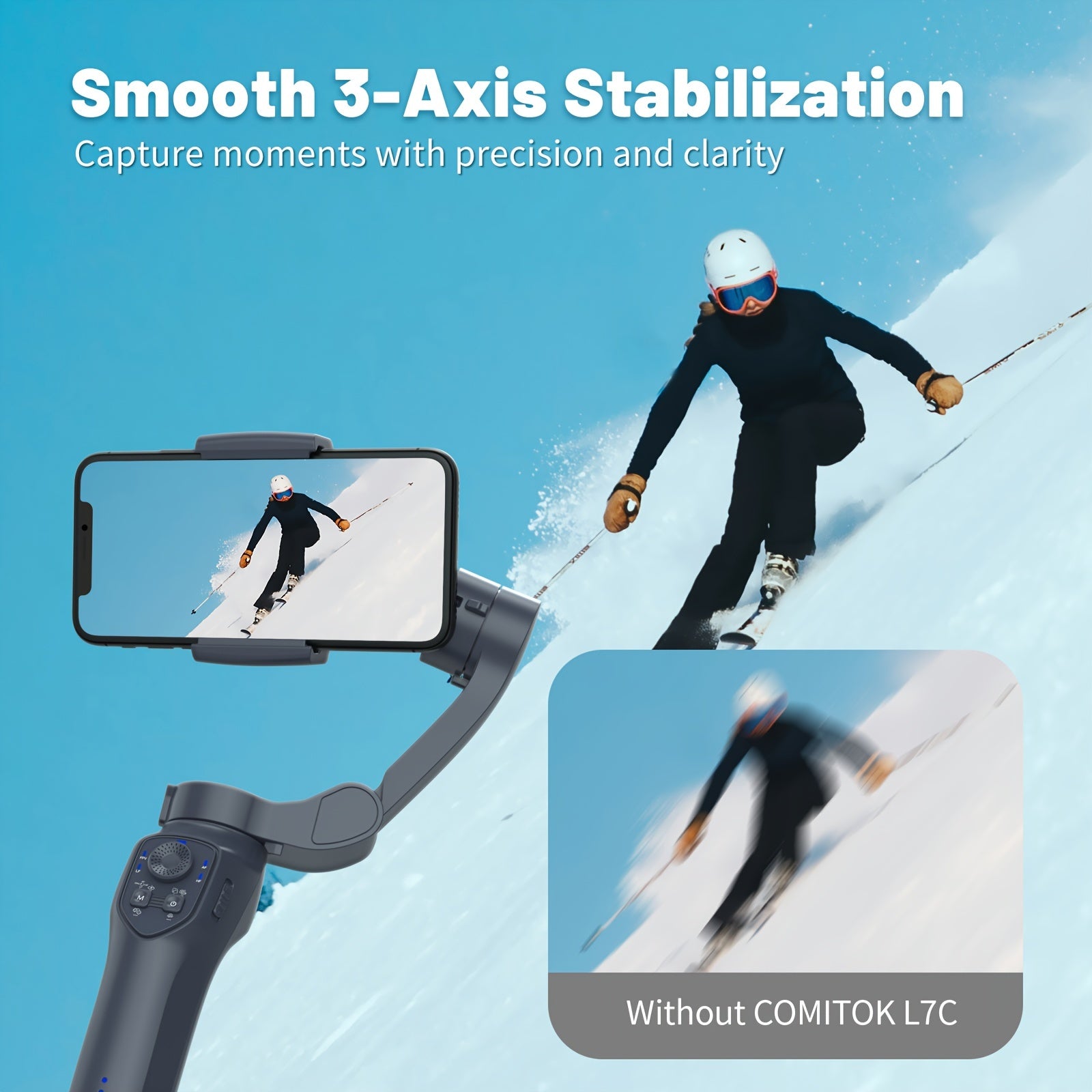 Smart 3-Axis Handheld Gimbal for Smooth Video and Vlogging with Wireless Gesture Control and Fill Light