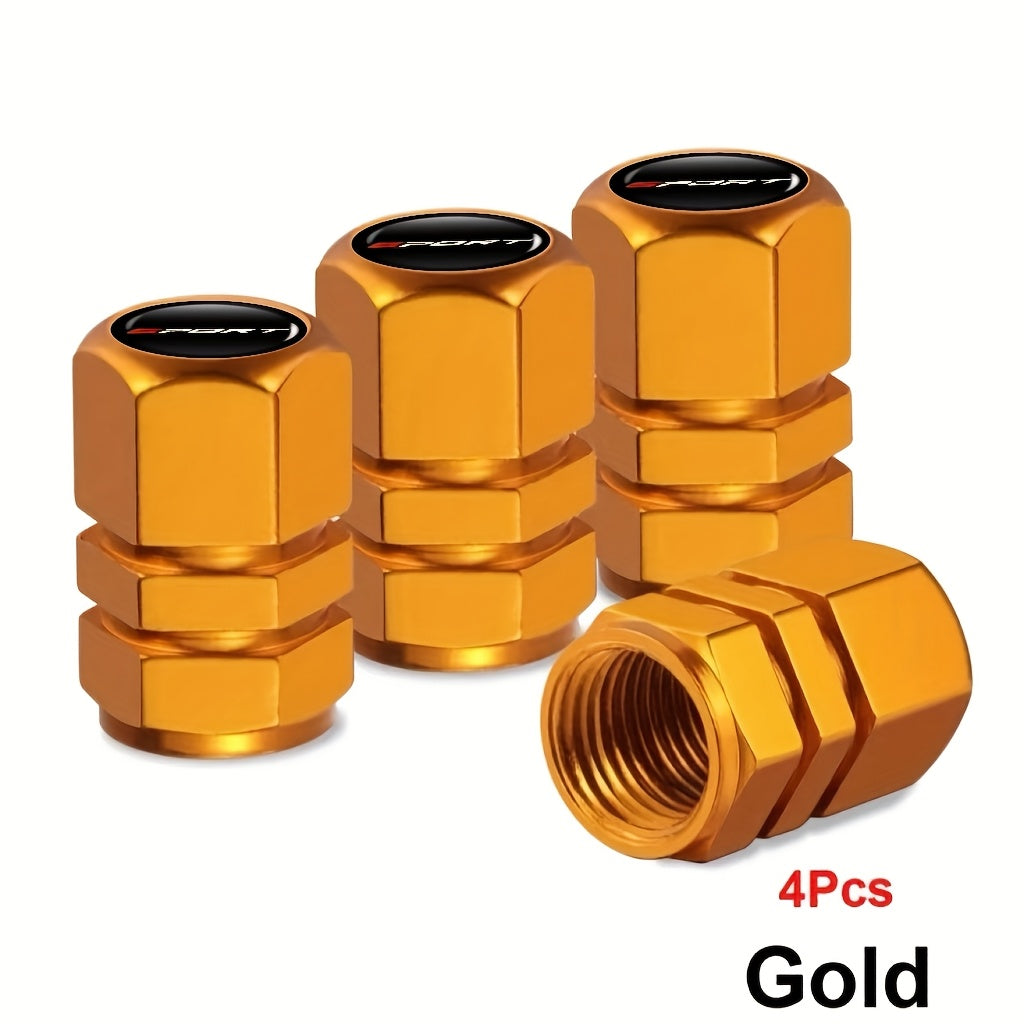 Aluminum Valve Caps Set for Cars and Motorcycles, Sport Pattern, 4/8/12 Pieces