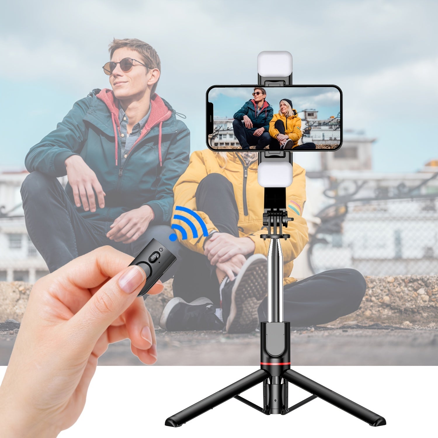 45 Inch Selfie Stick with Fill Lights, Upgraded Tripod, Detachable Remote for iPhone and Android