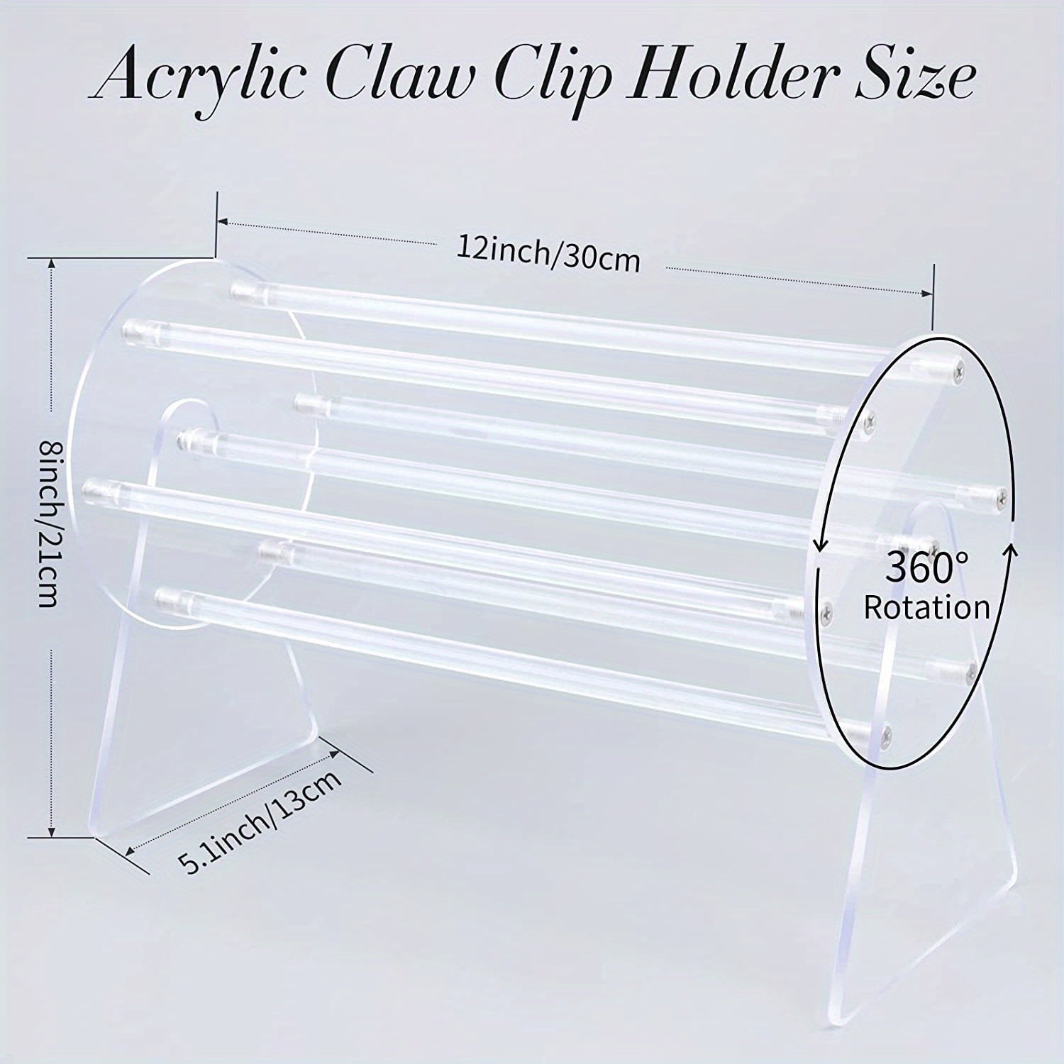 Acrylic Hair Claw Clip Display Stand Rotating Jewelry Organizer Storage