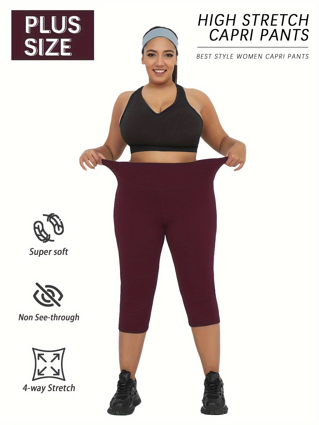 Women's Plus Size High Waist Soft Stretch Biker Yoga Leggings