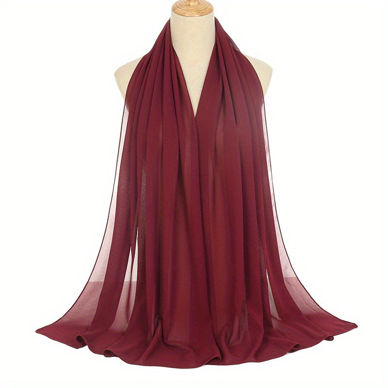 Black and White Chiffon Hijab Lightweight Breathable Headscarf for Women