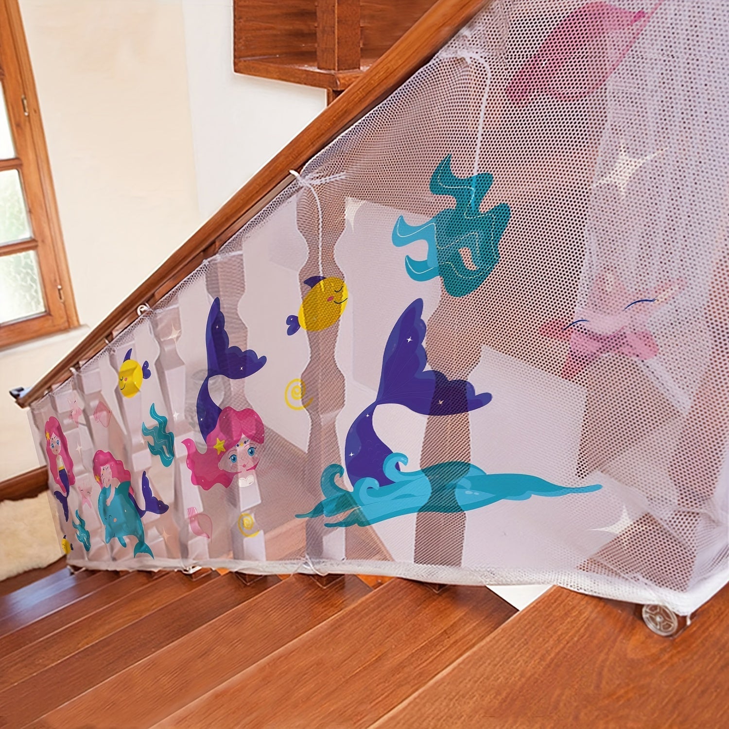 Kids Baby Safety Gate Non-Toxic Polyester Stair and Balcony Guard with Vibrant Print