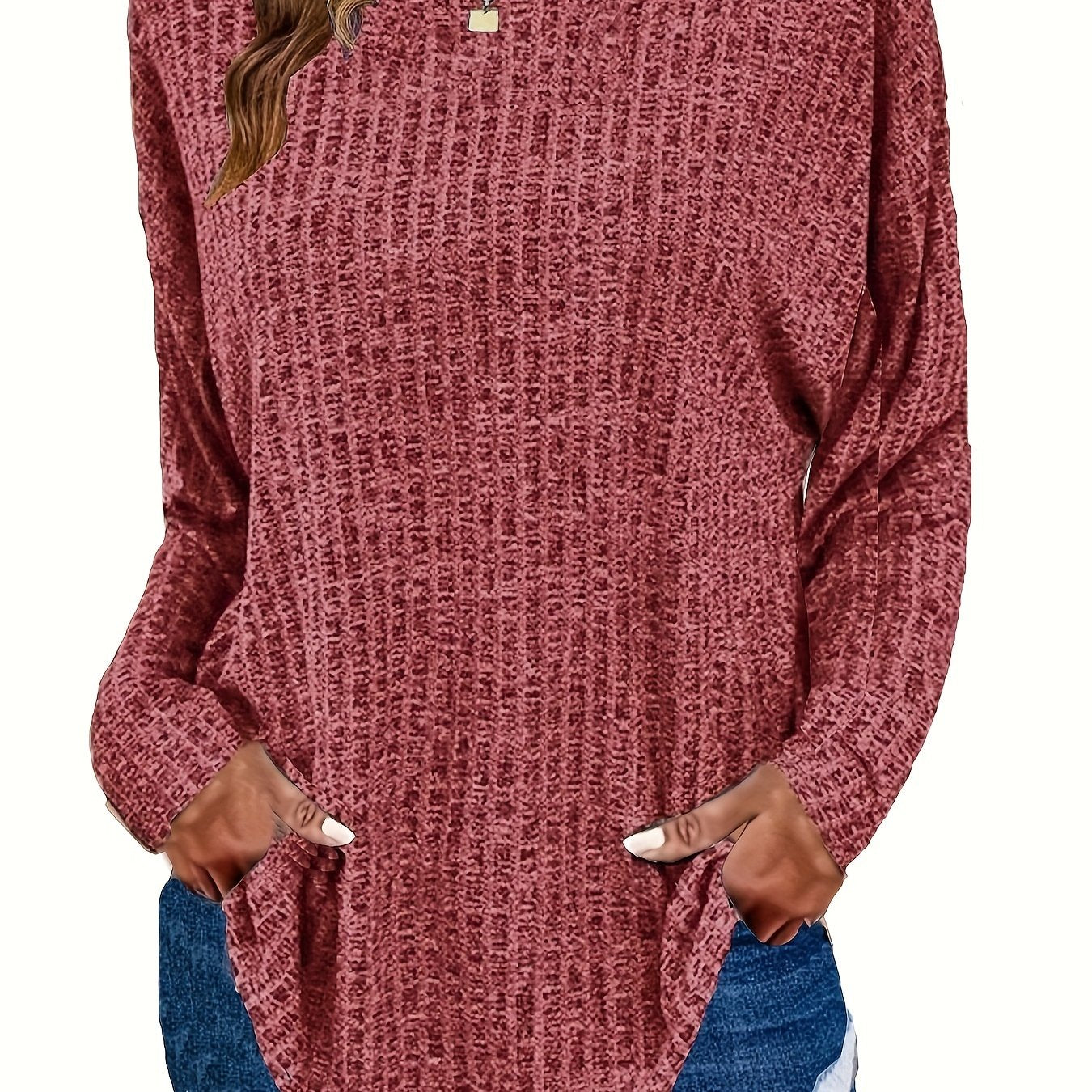 Plus Size Women's Cozy Long Sleeve Pullover Sweater Fall Winter Layering