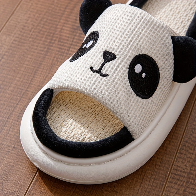 Unisex Cotton Open-Toe Panda Slippers Indoor Comfortable Breathable