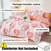 Conjunto de ropa de cama Love Bear para todas las estaciones con funda de edredón, fundas de almohada y sábanas ajustables