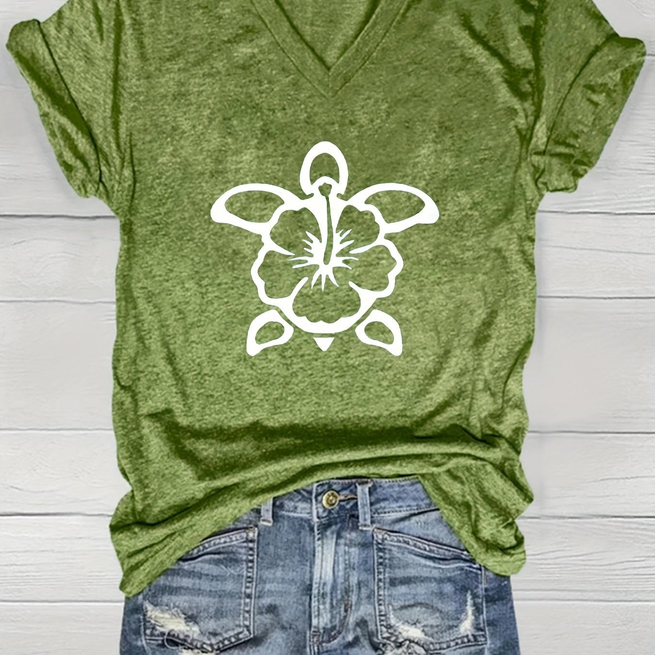 Women's V-Neck Short Sleeve T-Shirt Lightweight Rayon Blend Summer Top