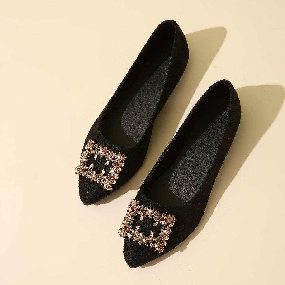 Women's Sparkling Rhinestone Ballet Flat Shoes Small Size Comfortable Dress Footwear