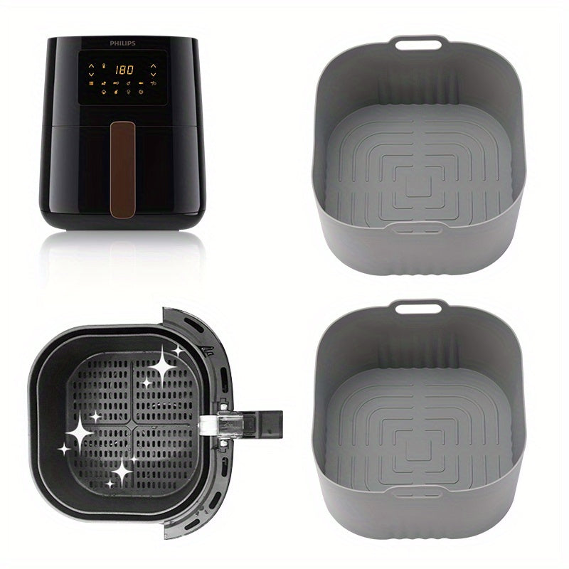 2 piezas de bandeja de silicona cuadrada para horno de freidora de aire accesorios