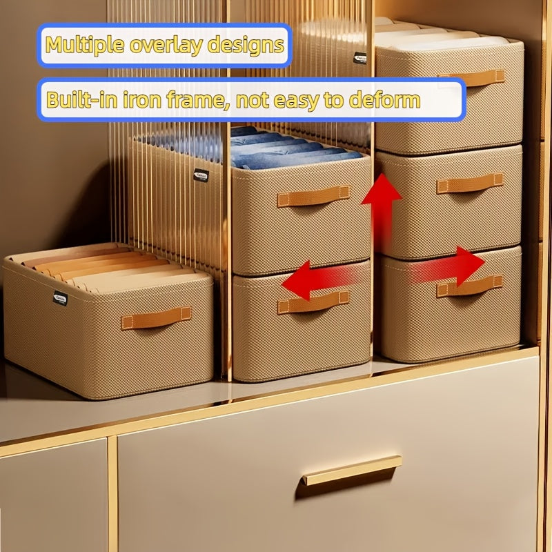 Многофункциональная складная корзина для хранения с ручкой для организации одежды, одеял и экономии места в шкафах, спальнях и общежитиях. Практичный помощник для хранения в доме.