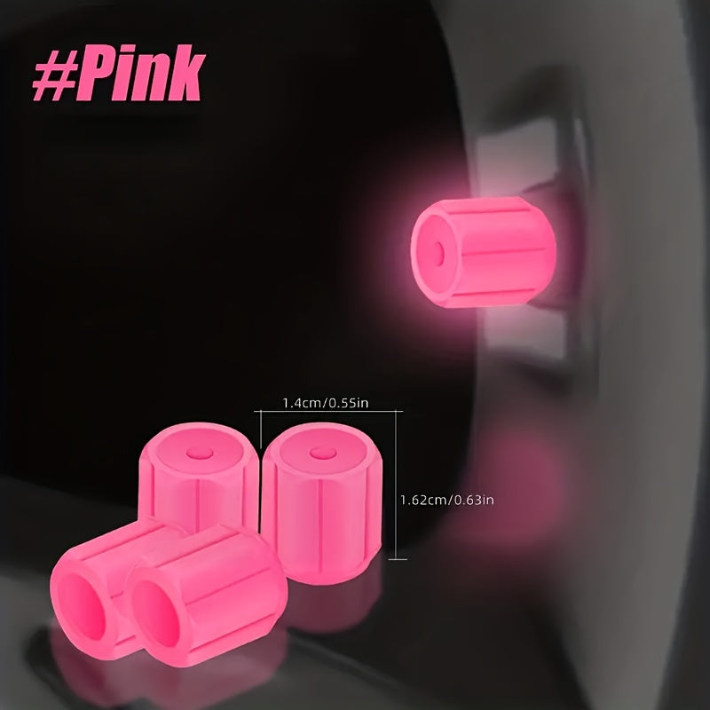 Universal Car and Bicycle Fluorescent Valve Stem Caps 4/8/12pcs