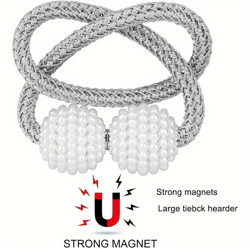 Magnetic Curtain Tiebacks Faux Pearl Accents for Large Drapes European Style