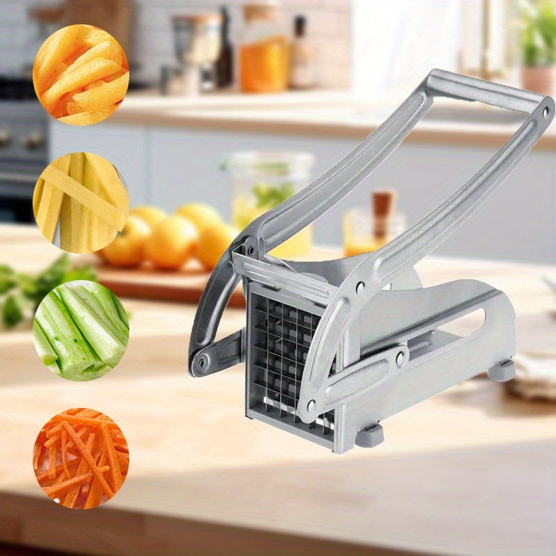 Stainless Steel French Fry Cutter Manual Potato Slicer with Interchangeable Blades