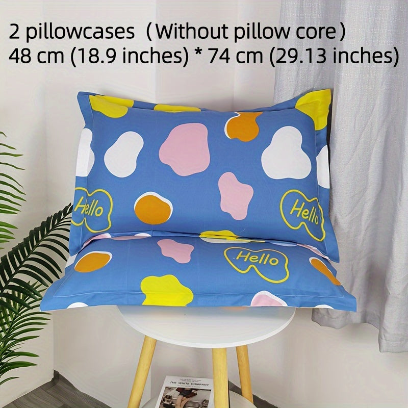 Superfine Fiber Pillowcases Set of 2 with Floral Designs, Easy to Clean, Airy