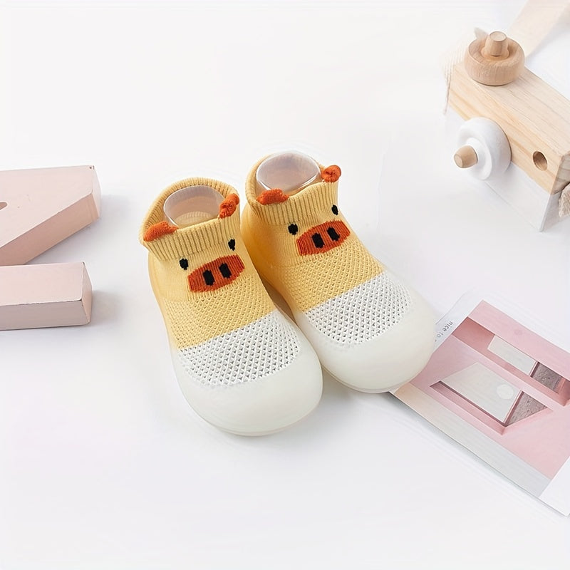 Baby Boys Girls Slip-On Shoes with Non-Slip Rubber Sole and Breathable Fabric for Indoor Outdoor Spring Autumn