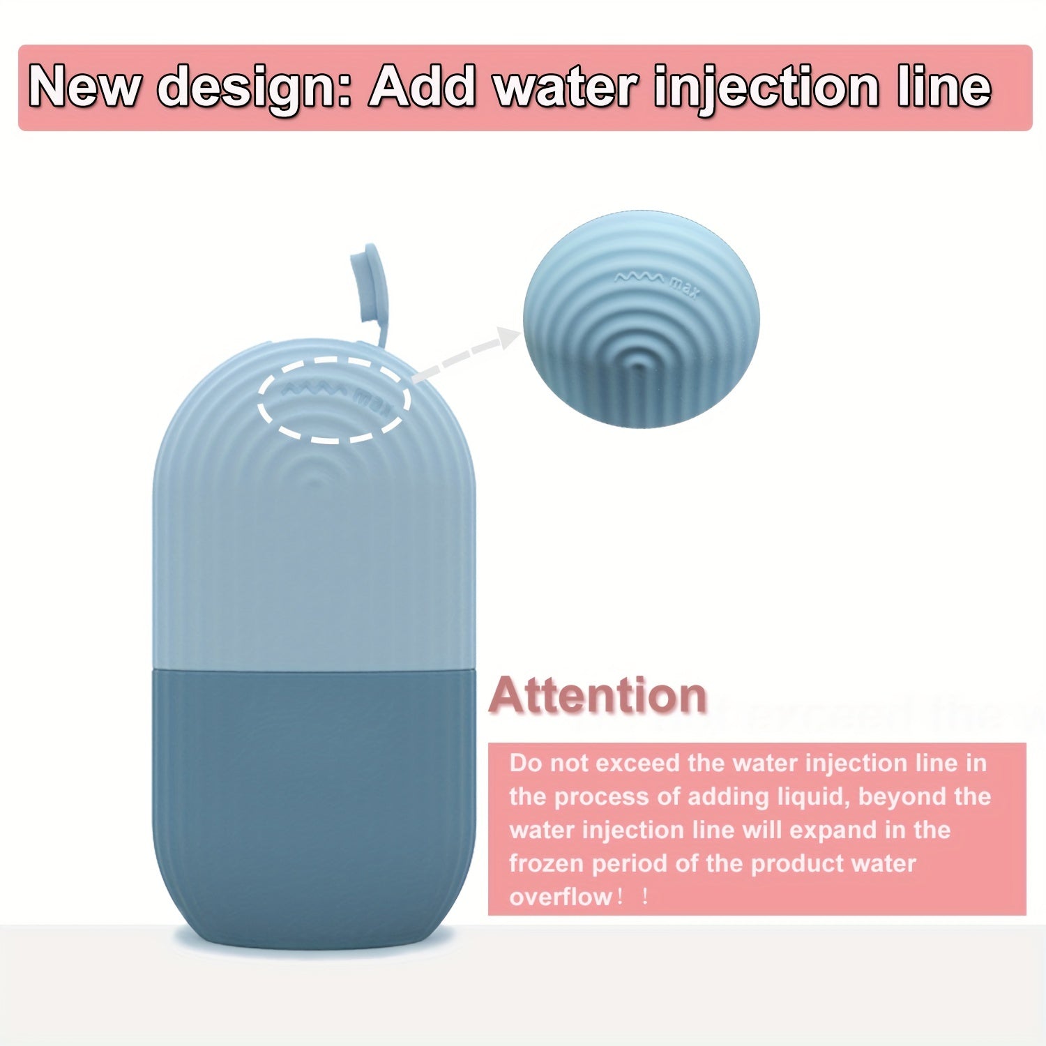 Ayollar va erkaklar uchun silikonli muzli yuz massaji, ko'z va yuz parvarishi uchun qiyshiq dizayni bilan