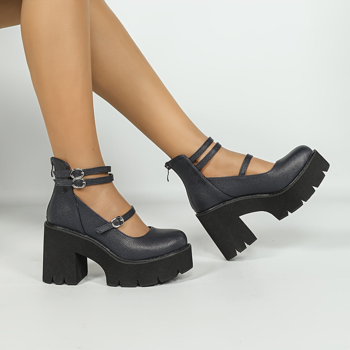 1pr Ayollar uchun O'rta Bo'yli Moda Botinkalari - Bir Rangli, Qulay, Sirpanmaydigan, Dumaloq Boshli, Kichik Kaltak, Sun'iy Charm, Gumus Taglik - Kuz/Qish Yuqori To'piq Botinkalari, Zipper Yopilishi, Matoli Ichki Qism