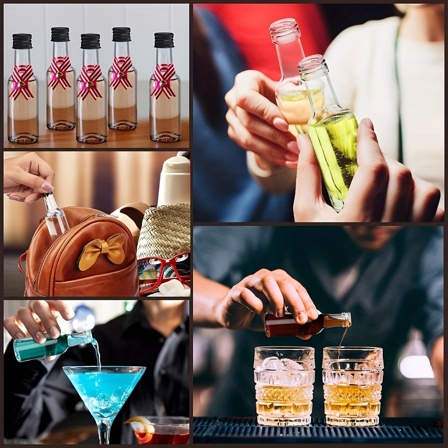 Set of 24 Clear Plastic Bottles 5oz Leak-Proof Caps for Condiments Sauces