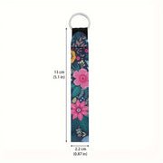 Floral Pattern Polyester Wrist Strap Keychain for Keys Cameras Phones