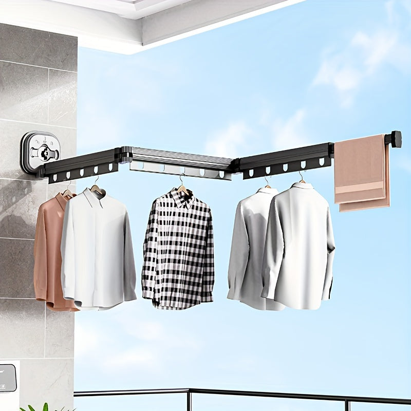 Expandable Metal Clothes Drying Rack with Suction Cups Foldable Wall-Mounted Laundry Hanger