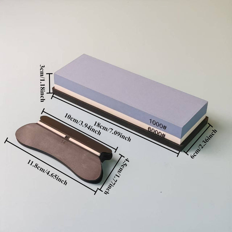 Afilador de cuchillos de cocina de doble cara con base antideslizante con pinza, piedra de aceite de 1000 grit